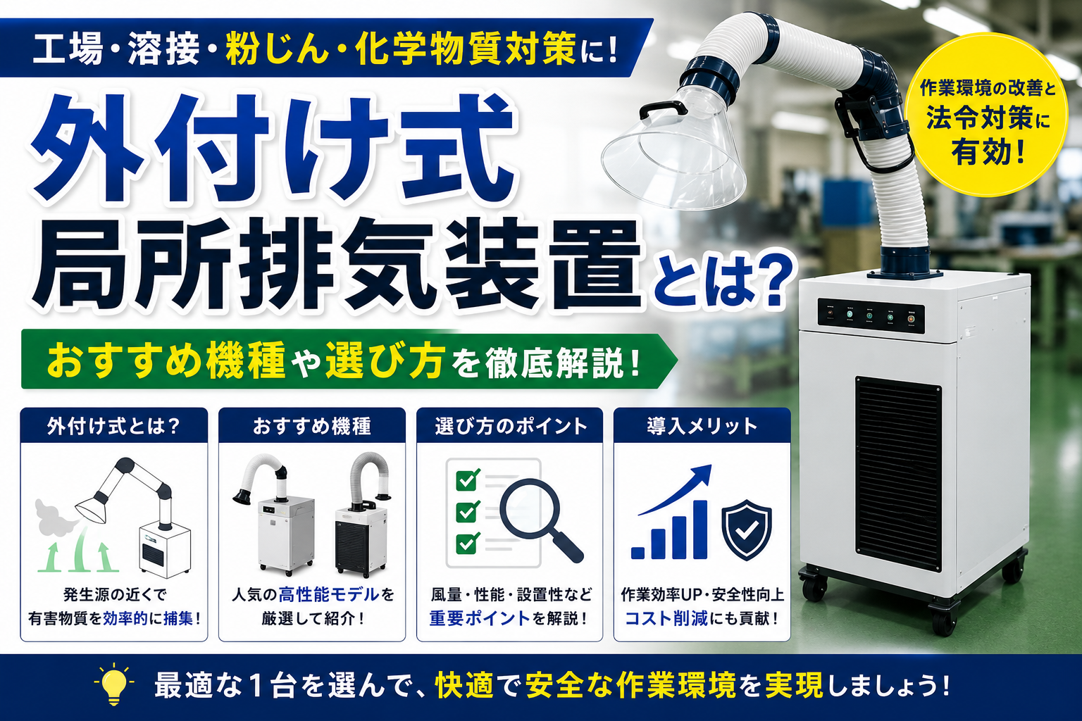外付け式局所排気装置とは？おすすめ機種や選び方を徹底解説