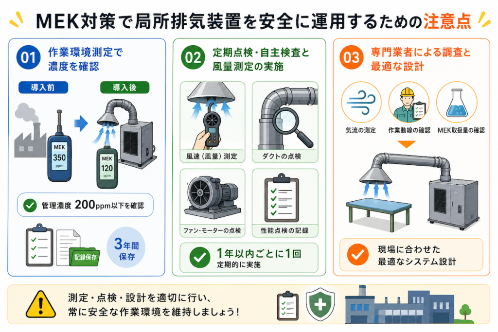 MEK対策で局所排気装置を安全に運用するための注意点